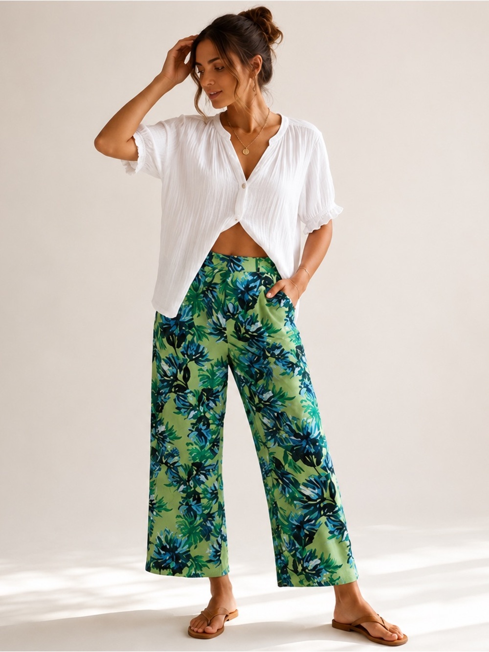 NWT Banana Republic Avery Floral Ankle Pants Sz 6 Blue Green Mid Rise Stretch - Picture 2 of 10